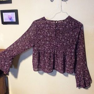 Women’s Aeropostale Long Sleeve Sheer Flounce Top